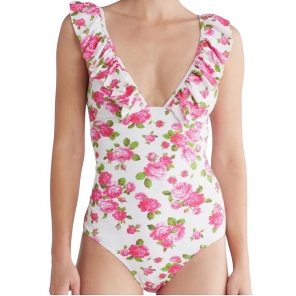 NWT BETSEY JOHNSON “LOVE ALWAYS BETSEY” PRINT 1 PIECE BATHING SUIT SIZE S - Picture 1 of 15